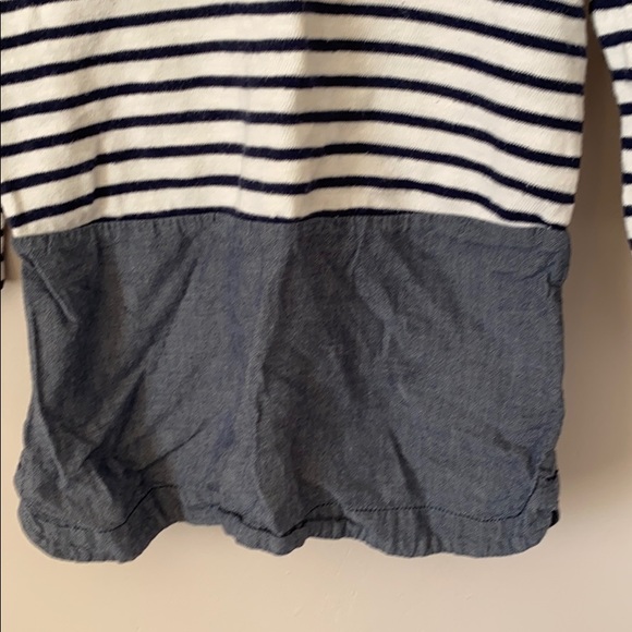 Navy white long sleeved chambray tunic dress - Picture 3 of 9